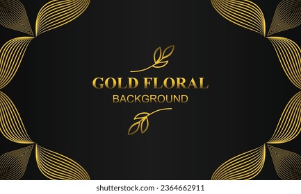beautiful elegant gold floral background with floral and leaf ornament design