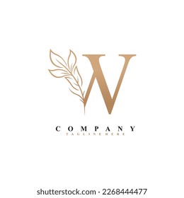 
beautiful elegant golden letter W logo design with luxury leaf flower. W typography, W monogram. flourish. suitable for beauty logos, invitations, salons, boutiques, companies, businesses, weddings