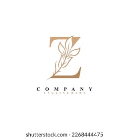 
beautiful elegant golden letter Z logo design with luxury leaf flower. Z typography, Z monogram. flourish. suitable for beauty logos, invitations, salons, boutiques, companies, businesses, weddings