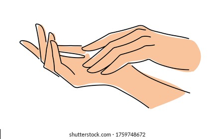 Beautiful elegant graceful female hands. Vector flat illustration isolated on white.