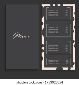 
Beautiful elegant gray-pink menu for a cafe or restaurant