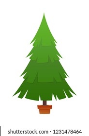 Beautiful elegant green Christmas tree vector illustration on white background