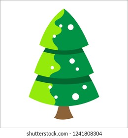 Beautiful elegant green Christmas tree. Vector illustration on a white background. Modern flat design.