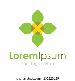 Beautiful elegant green flower concept elements icon logo