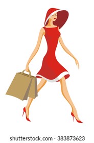 the beautiful, elegant lady bears bags with purchases