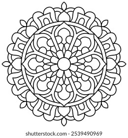 beautiful and elegant mandala design for coloring book page, relaxing mandala art for henna design, wall art

