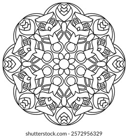 beautiful and elegant mandala design for coloring book page , creative mandala art for wall art and henna design
