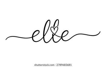 A beautiful, elegant, and modern cursive script design featuring the name 'Elle' with a heart symbol incorporated into the lettering on a clean white background.