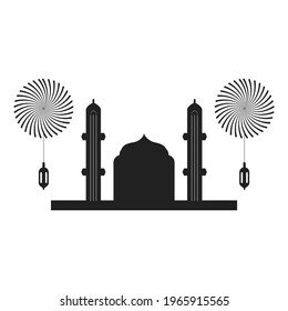 Beautiful and Elegant Mosque icon flat design,isolated on white background,Islamic template,Islamic Ramadan kareem and Arabic pattern ,lantern,fireworks,Vector