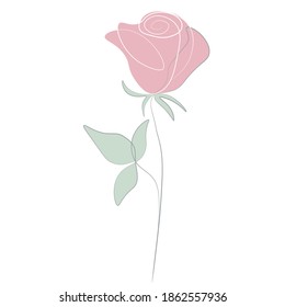 Beautiful elegant one line flower Print art vector illustration card.