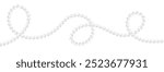 Beautiful elegant pearl beads, vector snow white string of pearls. Fashion illustration. Luxurious border template