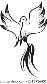 Beautiful And Elegant Phoenix Tattoo idea inspirational. Black And White Phoenix Tribal Tattoo design. 