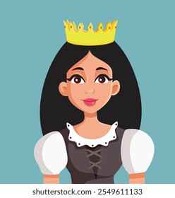 
Beautiful Elegant Princess Wearing Her Crown Vector Illustration. Wonderful girl wearing a tiara being successor tot the throne 
