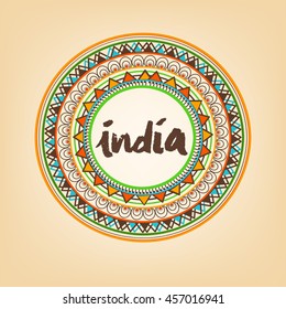 Beautiful and Elegant Rangoli Design with stylish text of Indian for Happy Independence Day.