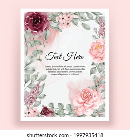 Beautiful Elegant Rose Flower Watercolor Frame