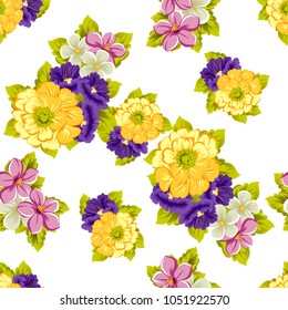 beautiful elegant seamless pattern of flowers. For your fabrics design, postcards, greeting cards for wedding, birthday and more. Vector illustration.