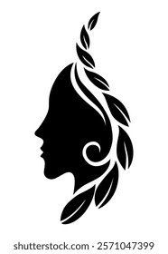 Beautiful, Elegant Silhouette of Women Adorned with Colorful Floral Designs and Patterns. Beauty logo design