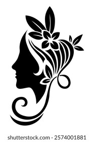 Beautiful, Elegant Silhouette of Women Adorned with Colorful Floral Designs and Patterns. Beauty logo design