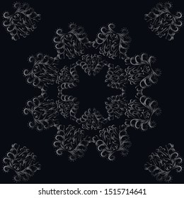 Beautiful and elegant silver colored metallic vector ornament
