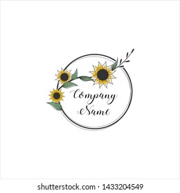 beautiful elegant sunflower vintage border