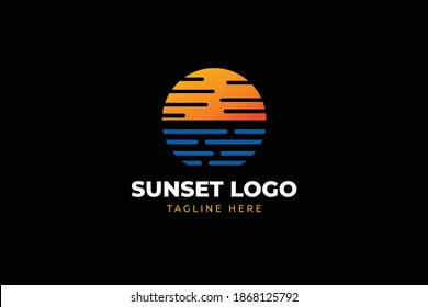 beautiful and elegant sunset logo
