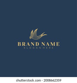 Beautiful and elegant swallow bird logo made of lines and one color