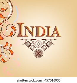 Beautiful and Elegant text of India with Floral Frame and background based on Line Art.