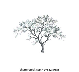 beautiful and elegant tree hand drawn, blossom flowers