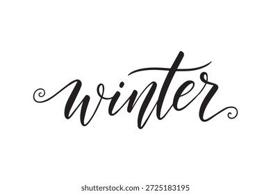 Beautiful and elegant typography featuring the word 'winter' with decorative swirls and flourishes