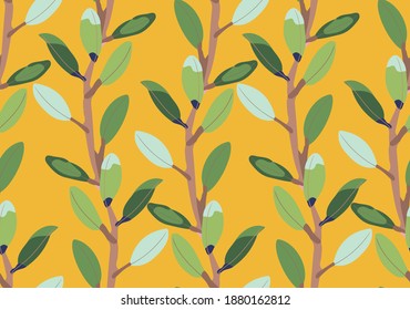 Beautiful elegant vector flowers and leaves seamless pattern