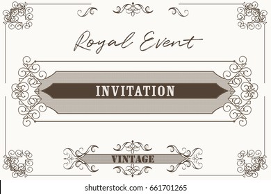 Beautiful and elegant vector invitation in royal style with flourishes