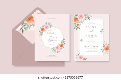 Beautiful and elegant wedding card template with envelope