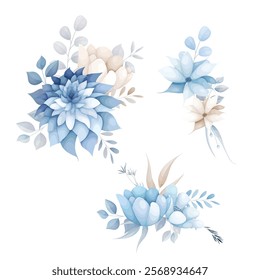 beautiful elegant white blue flower wreath bouquet