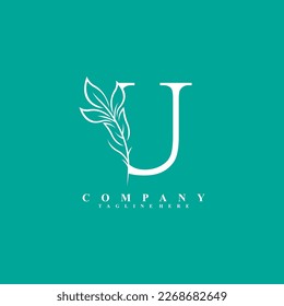 
beautiful elegant white letter U logo design with luxury leaf flower. U typography, U monogram. flourish. suitable for beauty logos, invitations, salons, boutiques, companies, businesses, weddings