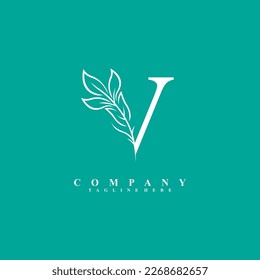 
beautiful elegant white letter V logo design with luxury leaf flower. V typography, V monogram. flourish. suitable for beauty logos, invitations, salons, boutiques, companies, businesses, weddings
