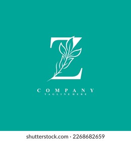 
beautiful elegant white letter Z logo design with luxury leaf flower. Z typography, Z monogram. flourish. suitable for beauty logos, invitations, salons, boutiques, companies, businesses, weddings