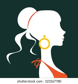 Beautiful elegant woman silhouette in vector format