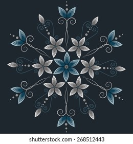 Beautiful element with blue and grey crystal  flowers.