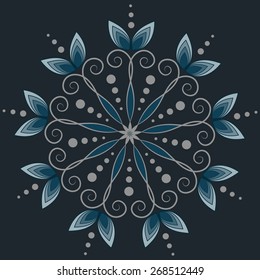 Beautiful element with blue and grey crystal  flowers.