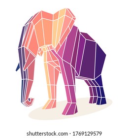 Beautiful elephant. Abstract geometric polygon style illustration.