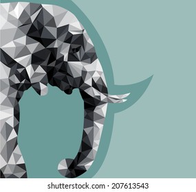 Beautiful Elephant Abstract Geometric Polygon Vector 