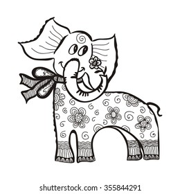 Beautiful elephant cute cartoon vector illustration