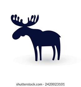 beautiful elk silhouette of a moose isolated on white background for design tasks typography design vector illustration