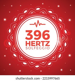 Beautiful Emblem of 396 Hertz. Solfeggio Frequency. Isolated Vector Illustration.