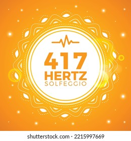 Beautiful Emblem of 417 Hertz. Solfeggio Frequency. Isolated Vector Illustration.