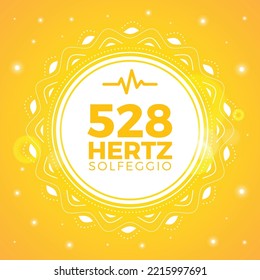 Beautiful Emblem of 528 Hertz. Solfeggio Frequency. Isolated Vector Illustration.