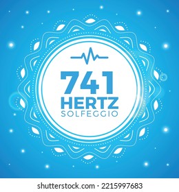 Beautiful Emblem of 741 Hertz. Solfeggio Frequency. Isolated Vector Illustration.