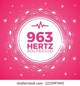 Beautiful Emblem of 963 Hertz. Solfeggio Frequency. Isolated Vector Illustration.