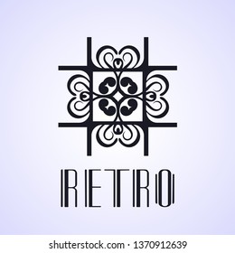 Beautiful emblem, badge for template logo in modern art deco style