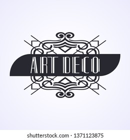 Beautiful emblem, badge for template logo in the modern art deco style